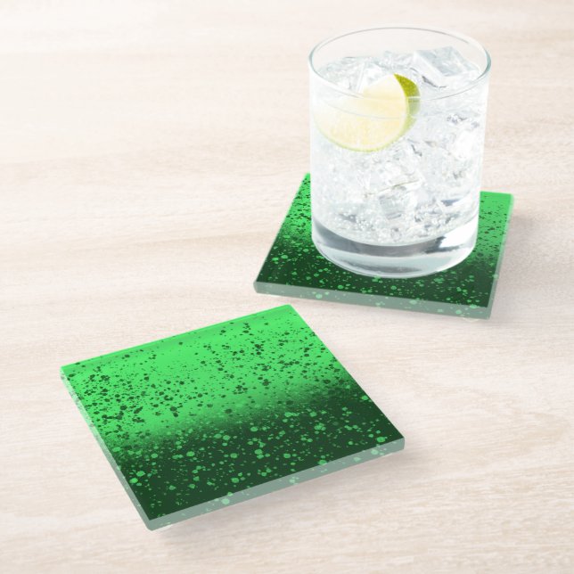Rich Emerald Minimalist Art Glass Coaster (Angled)