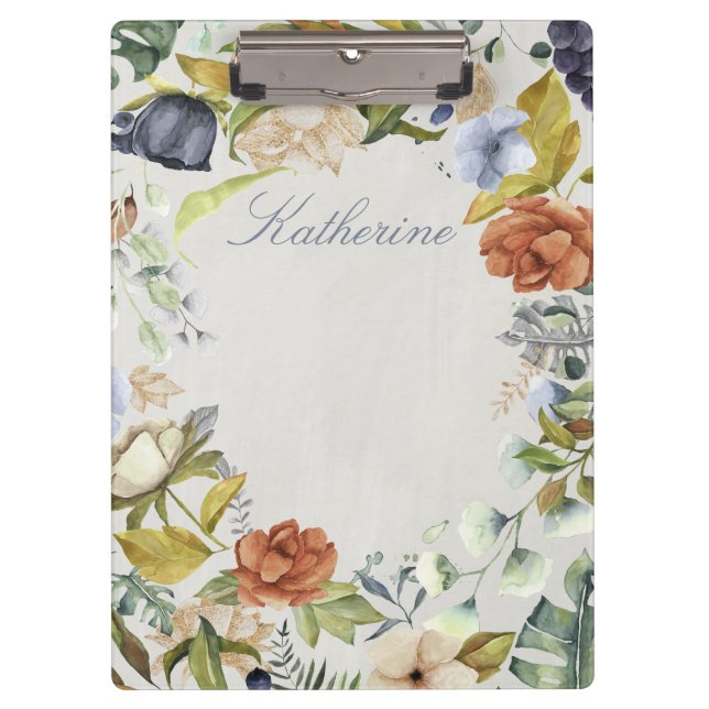 Rich Floral Border Personalised Clipboard (Front)