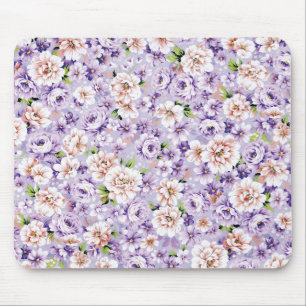 Rich floral pattern with purple and pink flowers mouse pad
