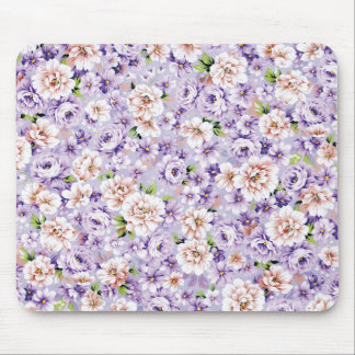 Rich floral pattern with purple and pink flowers mouse pad