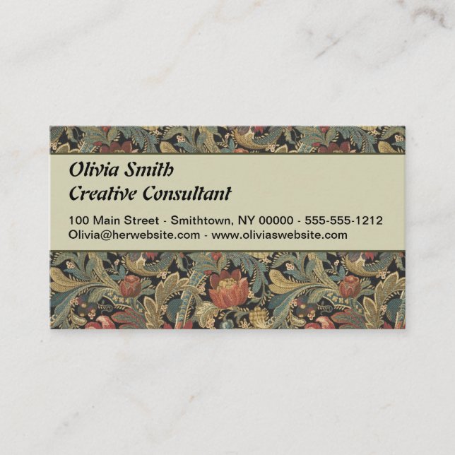 Rich Floral Tapestry Brocade Antique Classic Business Card (Front)