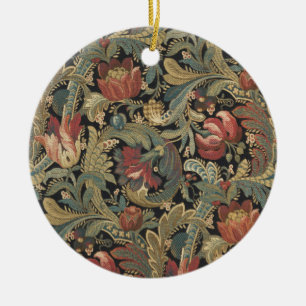 Rich Floral Tapestry Brocade Antique Classic Ceramic Tree Decoration