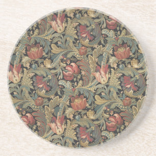Rich Floral Tapestry Brocade Antique Classic Coaster