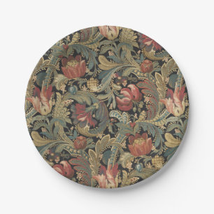 Rich Floral Tapestry Brocade Antique Classic Paper Plate