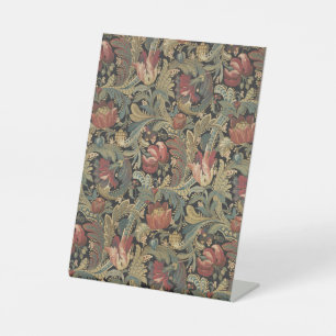 Rich Floral Tapestry Brocade Antique Classic Pedestal Sign
