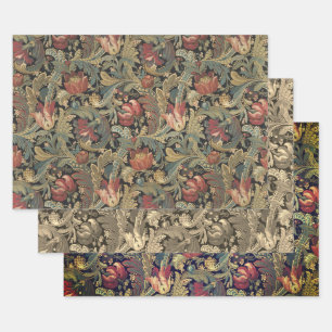 Rich Floral Tapestry Brocade Antique Classic Wrapping Paper Sheet