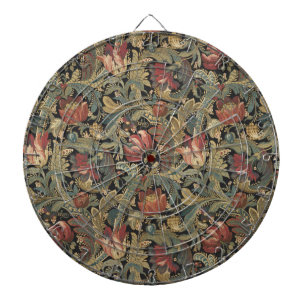 Rich Floral Tapestry Brocade Antique Victorian Dartboard