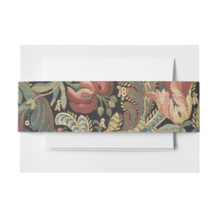 Rich Floral Tapestry Brocade Antique Victorian Invitation Belly Band