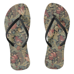 Rich Floral Tapestry Brocade Antique Victorian Jandals