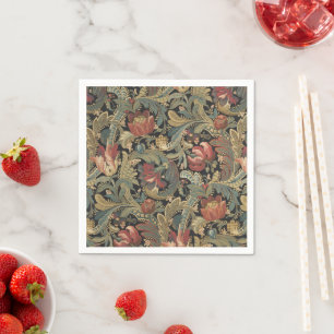 Rich Floral Tapestry Brocade Antique Victorian Napkin