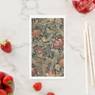 Rich Floral Tapestry Brocade Antique Victorian Napkin