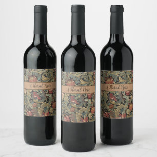 Rich Floral Tapestry Brocade Antique Victorian Wine Label