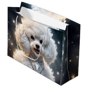 Rich Fluffy White Poodles Wear Diamonds, Large Gift Bag