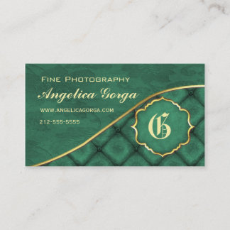 Rich Forest Green Damask Business Card
