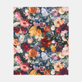 Rich Garden Bouquet — Editorial Colour Layering Fleece Blanket