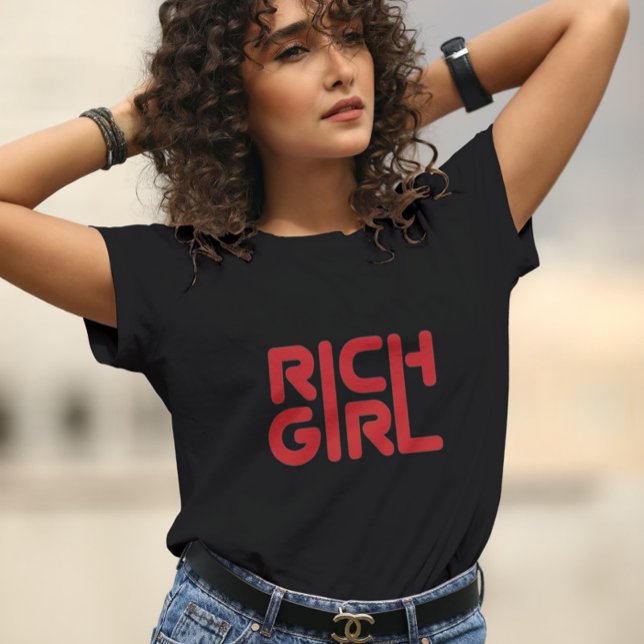 RICH GIRL Bold Red Typography  Tri-Blend Shirt (Creator Uploaded)