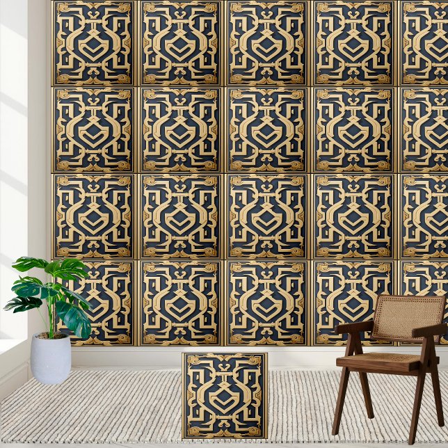 Rich Gold Blue Greek Backsplash  Tile (Creator Uploaded)