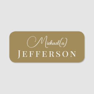 Rich Golden Brown Chic Handwritten Business Name Tag