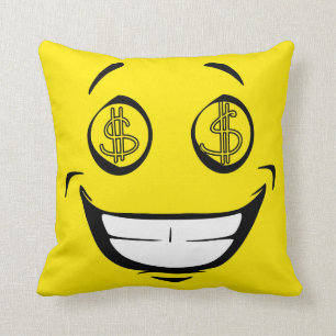 Rich Greedy Money Eyes Yellow Face Cushion
