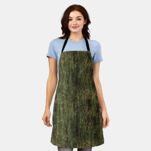 Rich Green and Gold Abstract Sparkle Pattern Apron