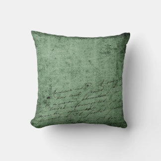 Rich Green Background Antique Style Script Cushion