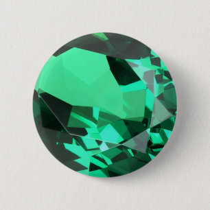 Rich green Emerald May birthstone 6 Cm Round Badge