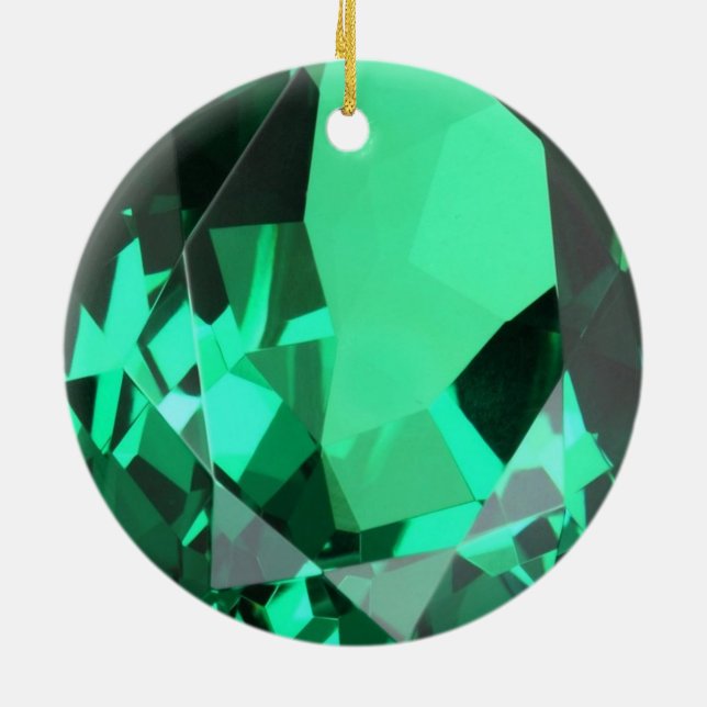 Rich green Emerald May birthstone Ceramic Tree Decoration (Back)