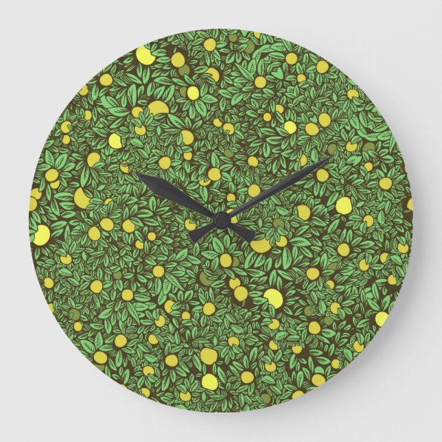 Rich Green Fruit Garden Trees Large Clock (Front)