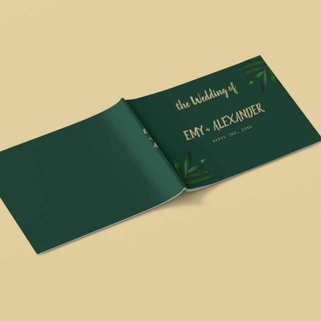 Rich Green Golden Theme Guest Book (A guest that helps you be organized and even can keep as a memory)