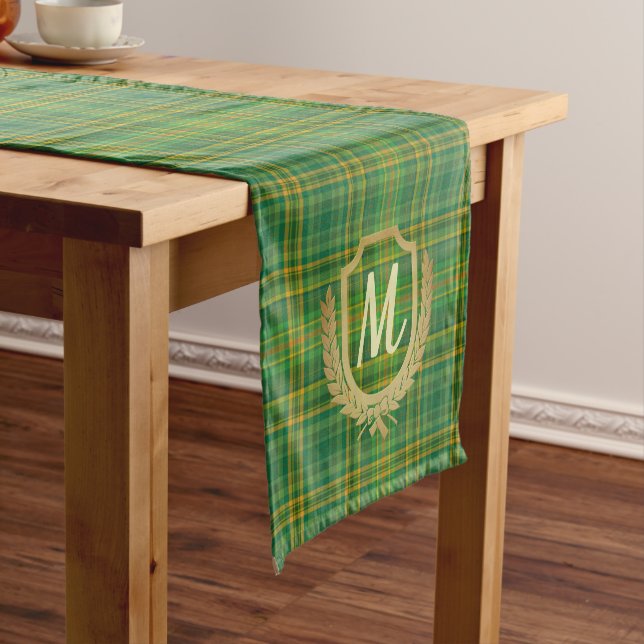 Rich Green Tartan (Plaid) Custom Short Table Runner (In Situ)