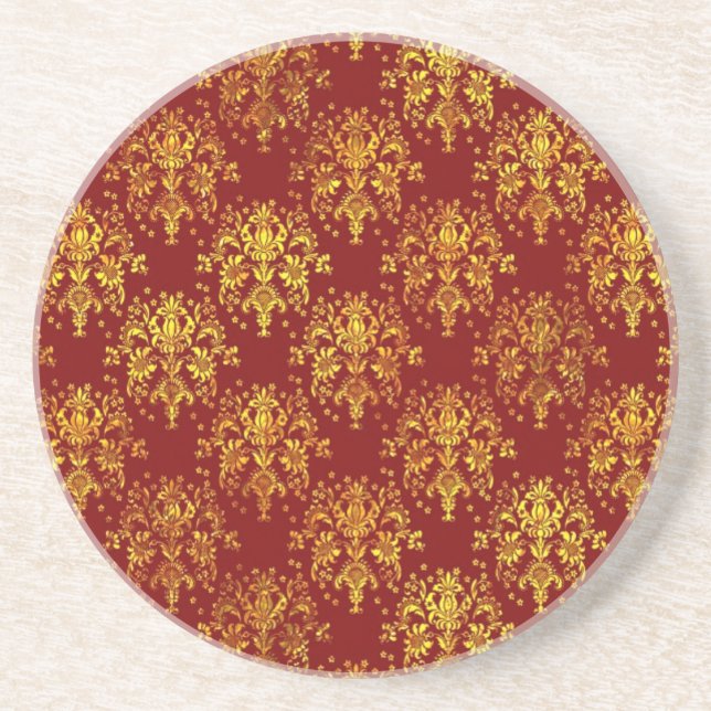 Rich Holiday Damask Coaster (Front)