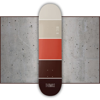 Rich mahogany brown and beige striped skateboard