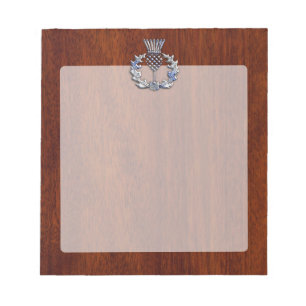 Rich Mahogany Wood Scottish Thistle Print Notepad
