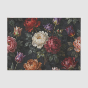 Rich Moody Peony Tulip Floral Arrangement Tissue Paper