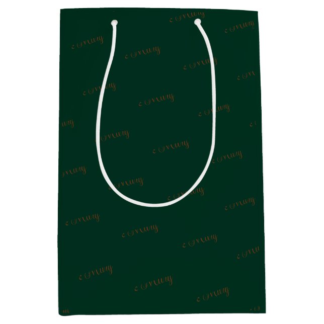 Rich Nature Inspired Pine Green & Walnut Wedding  Medium Gift Bag (Front)