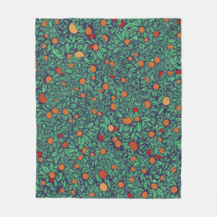 Rich Orchard: Vintage Tree Pattern. Fleece Blanket