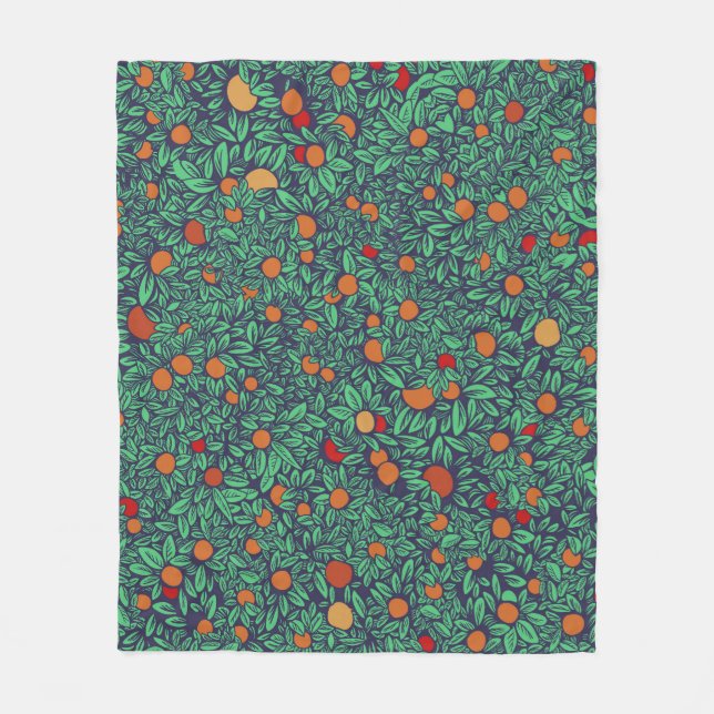 Rich Orchard: Vintage Tree Pattern. Fleece Blanket (Front)
