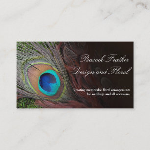 Rich Peacock Feather with Green Moss Business Card