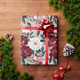 Rich Peonies & Leaves in Contemporary Colour Harmo Wrapping Paper