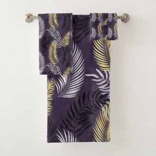 RICH PURPLE GOLD HAWAIIAN BATHROOM TOWEL SET