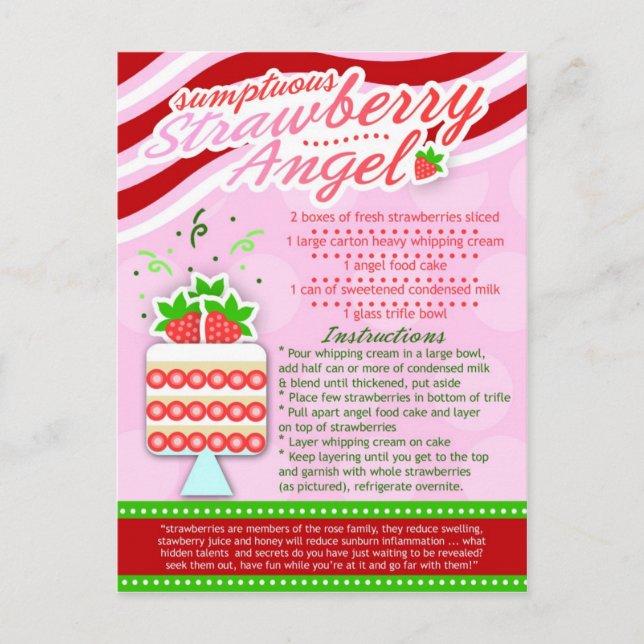 Rich Recipes SUMPTUOUS STRAWBERRY ANGEL Postcard (Front)