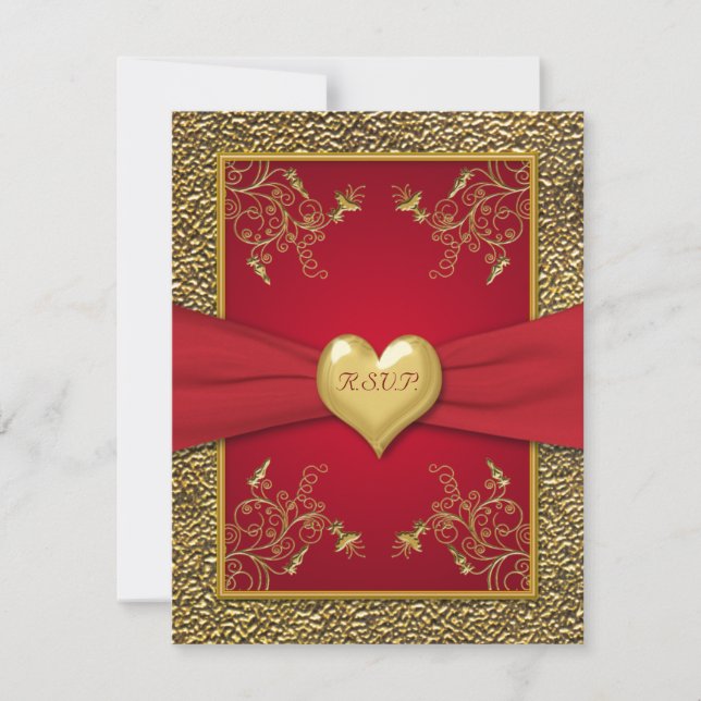 Rich Red and Gold RSVP Card (Front)
