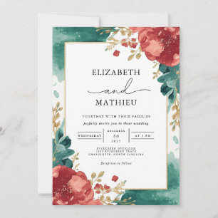 Rich Red Floral Lush Wedding Invitation