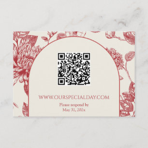 Rich Red French Floral Toile Floral Enclosure Card