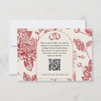 Rich Red French Floral Toile Floral Enclosure Card