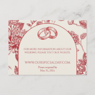 Rich Red French Floral Toile Floral Enclosure Card