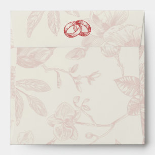 Rich Red French Floral Toile Floral  Envelope
