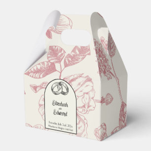 Rich Red French Floral Toile Floral  Favour Box