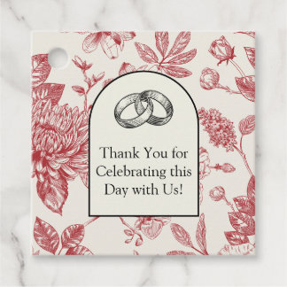 Rich Red French Floral Toile Floral Favour Tags