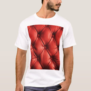 Rich Red Leather: Luxury Textured Detail T-Shirt